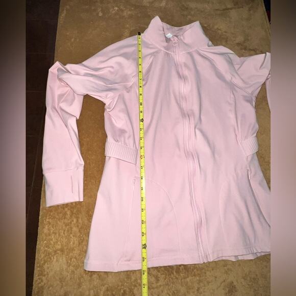 Fabletics trinity performance jacket pink zip up pockets thumb holes size XL - Picture 13 of 13